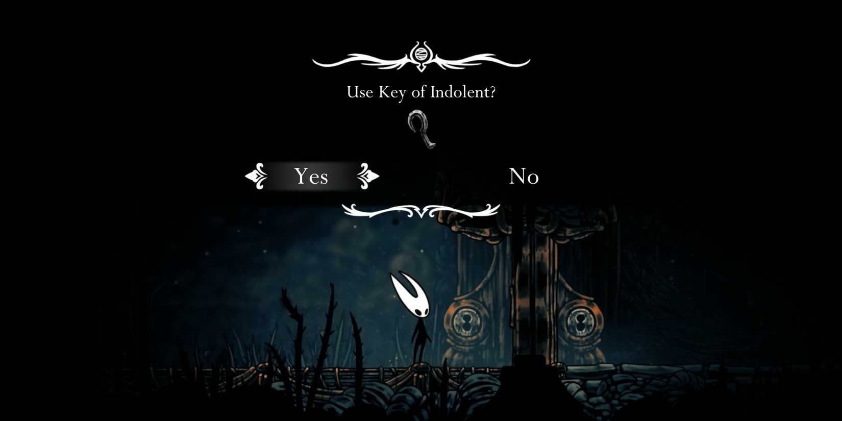 Hornet uses the Key of Indolent in Hollow Knight Silksong.