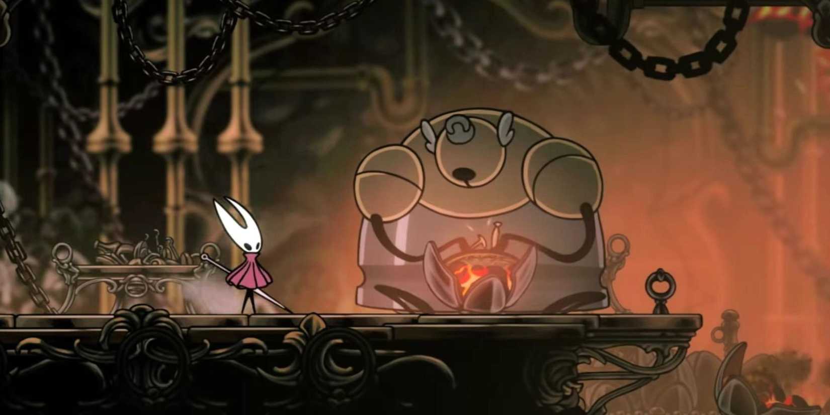 Hornet with the Forge Daughter in Hollow Knight Silksong.