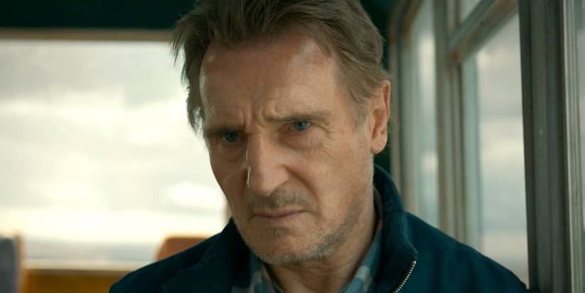Liam Neeson looking serious as Mike in Ice Road Vengeance