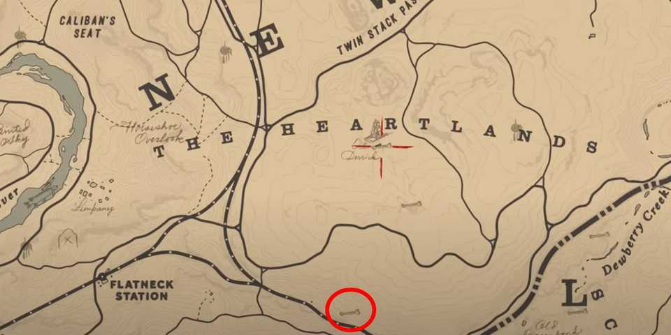 Red Dead Redemption 2 Dinosaur Bone #3 location in Heartlands area