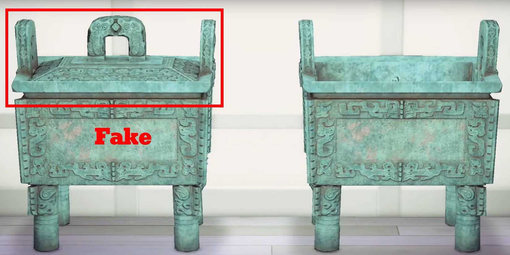 Animal Crossing New Horizons Tremendous Statue fake vs original comparison