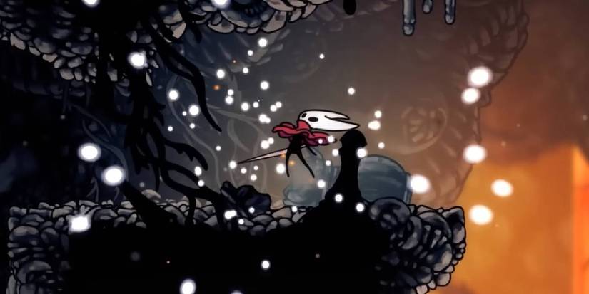 Hollow Knight Silksong Hornet collecting Mask Shard to increase max health