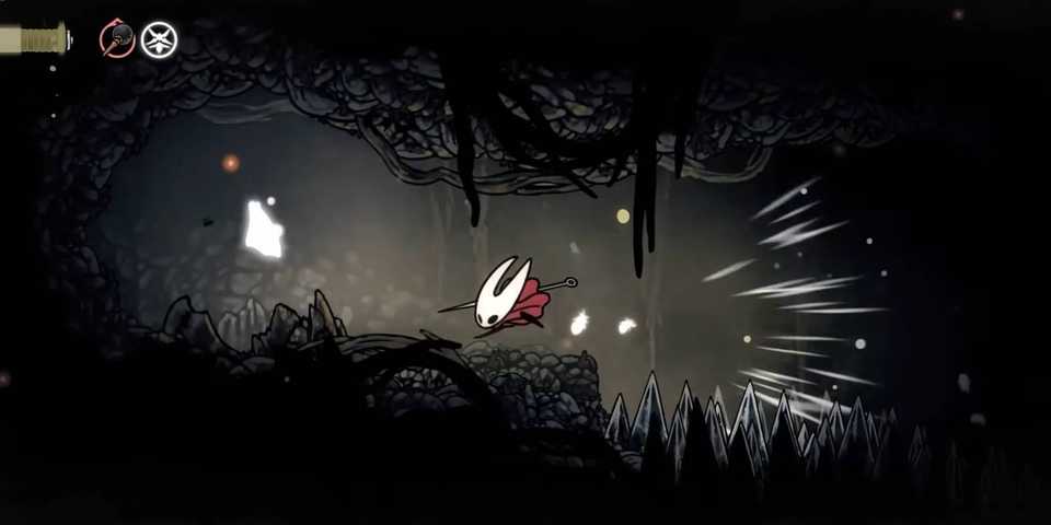 Hollow Knight Silksong Hornet finding Mask Shard in Wisp Thicket area