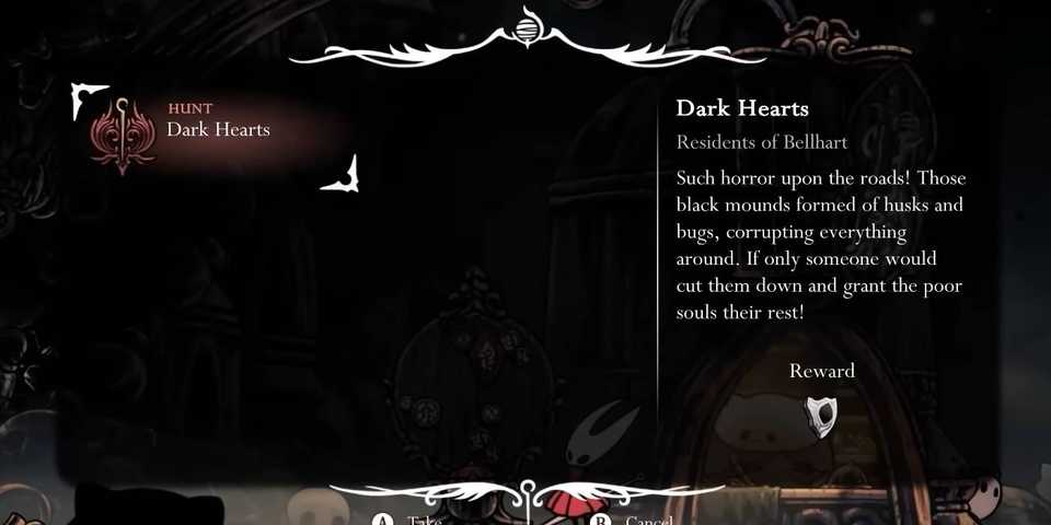 Hollow Knight Silksong Dark Hearts side quest that rewards you with a Mask Shard