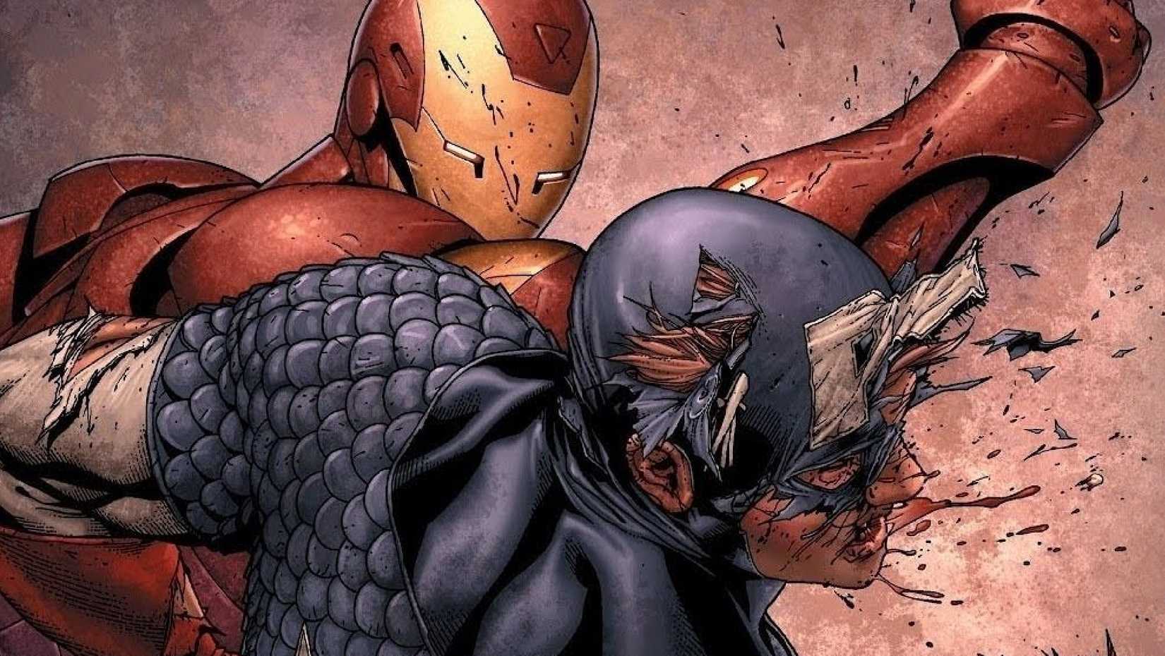 iron man punches captain america in avengers civil war