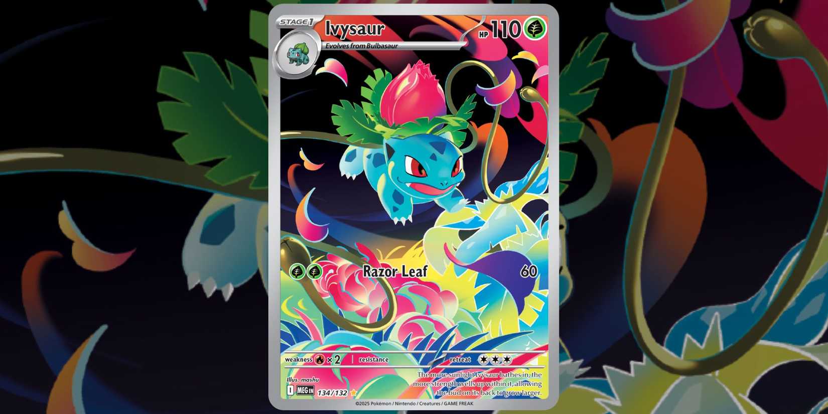 Ivysaur card 134 of Pokemon TCG Mega Evolution