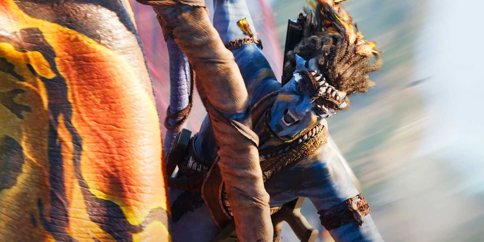 Jake riding Turok in Avatar: Fire and Ash