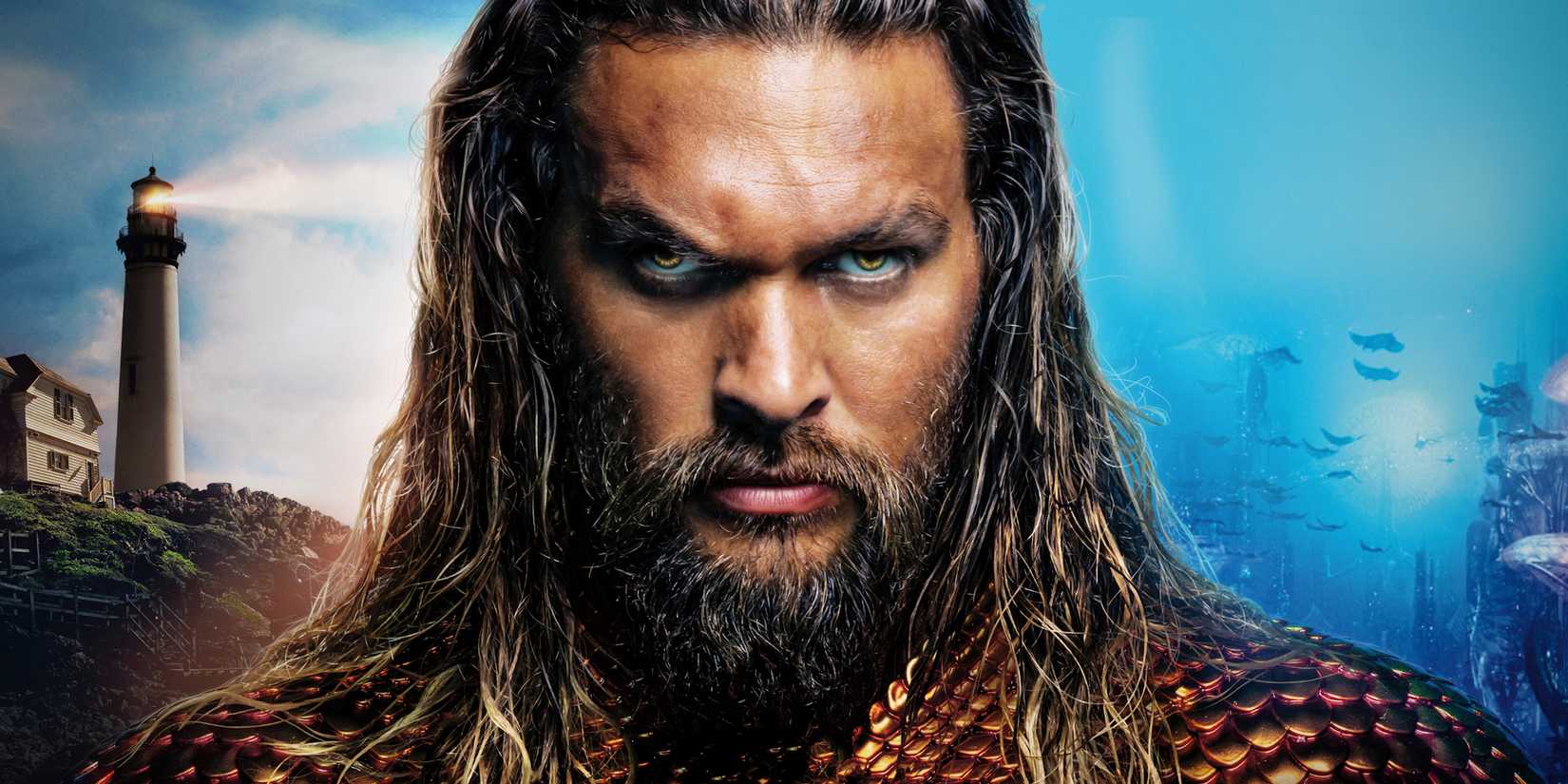 Jason Momoa as Aquaman in Lighthouse Ocean Poster