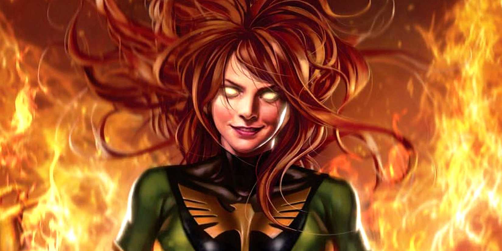 Jean Grey sorri possuída pela Força Fênix em capa dos quadrinhos Marvel