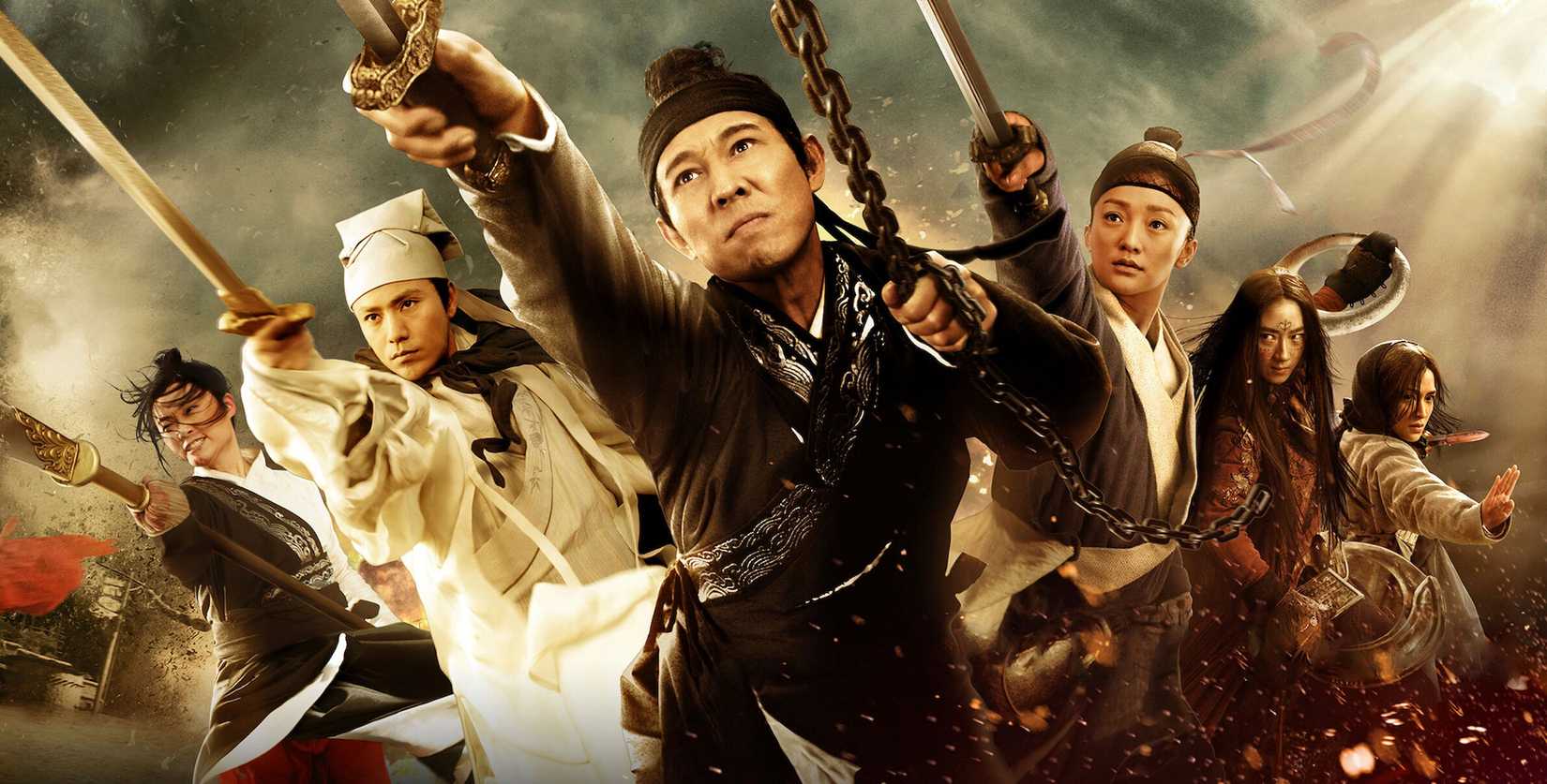 Jet Li leads a group of warriors in Flying Swords of Dragon Gate