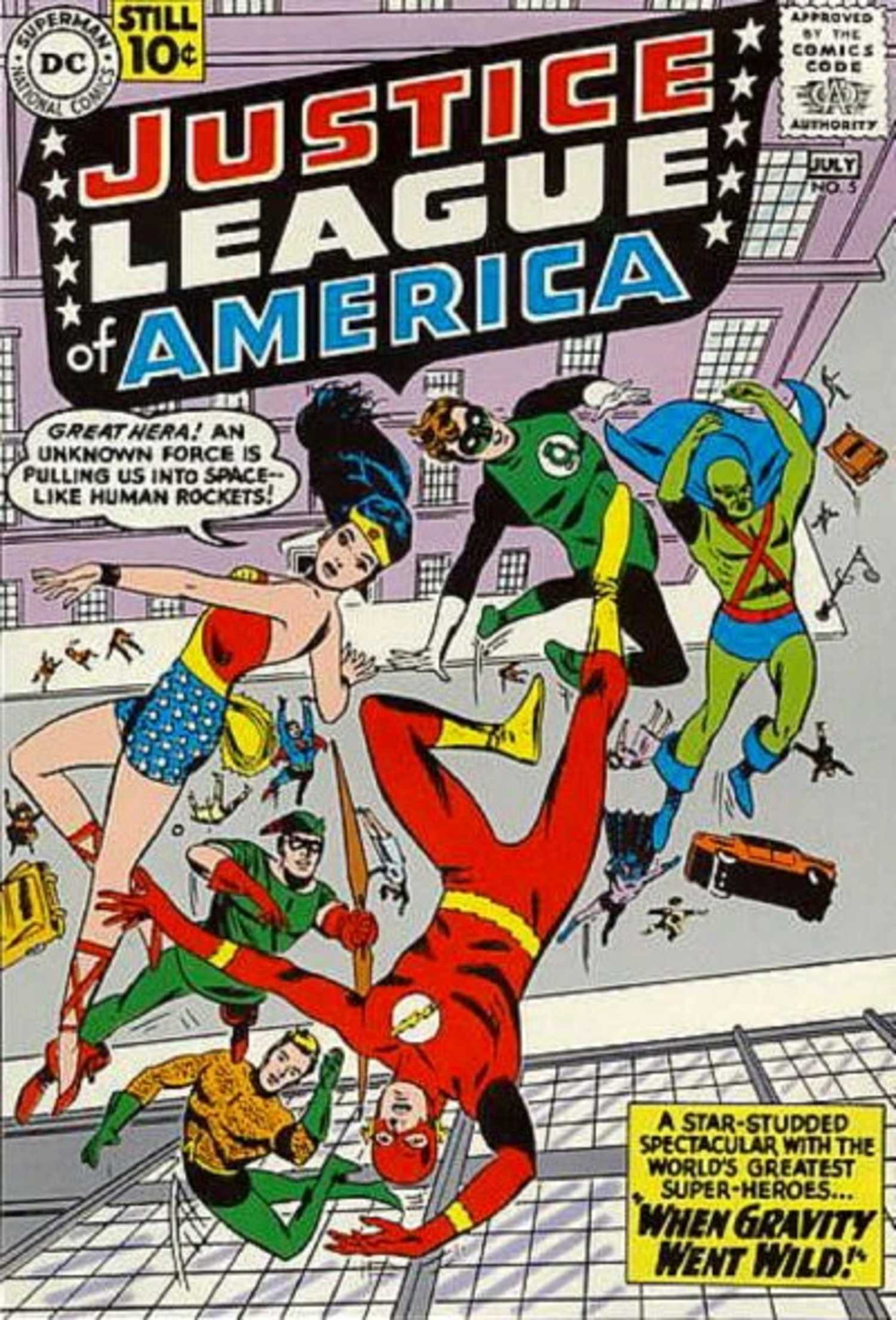 Justice League of America #5 cover, the team fighting amongst themselves