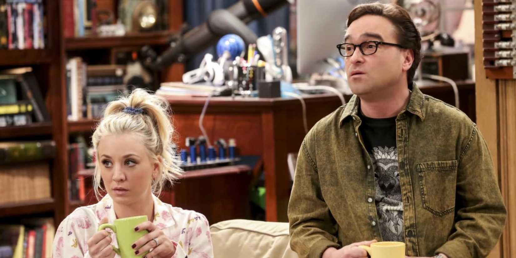 Kaley Cuoco's Penny and Johnny Galecki's Leonard in The Big Bang Theory