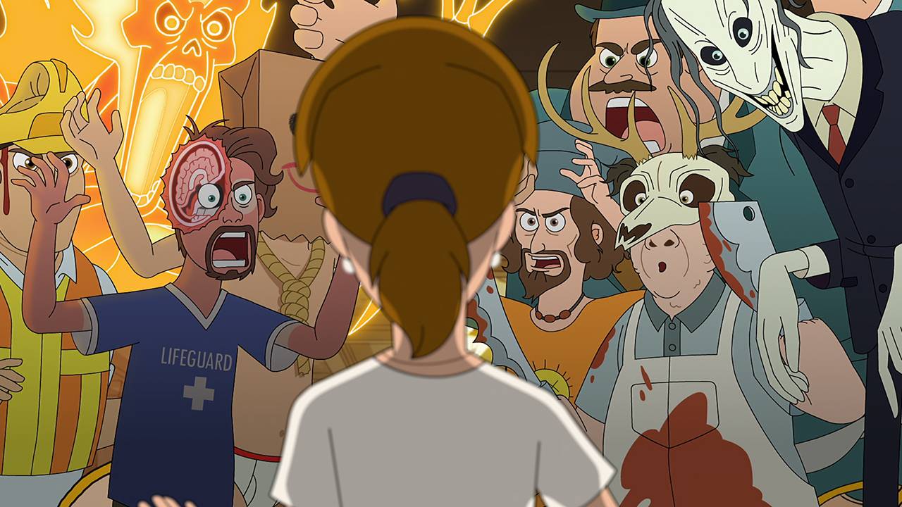 Katherine being confronted by a bunch of ghosts in Haunted Hotel YT