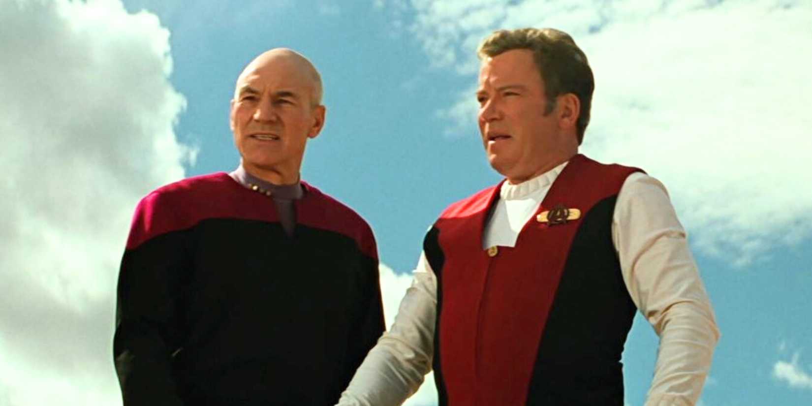Capitão Kirk e Capitão Picard em Star Trek: Generations