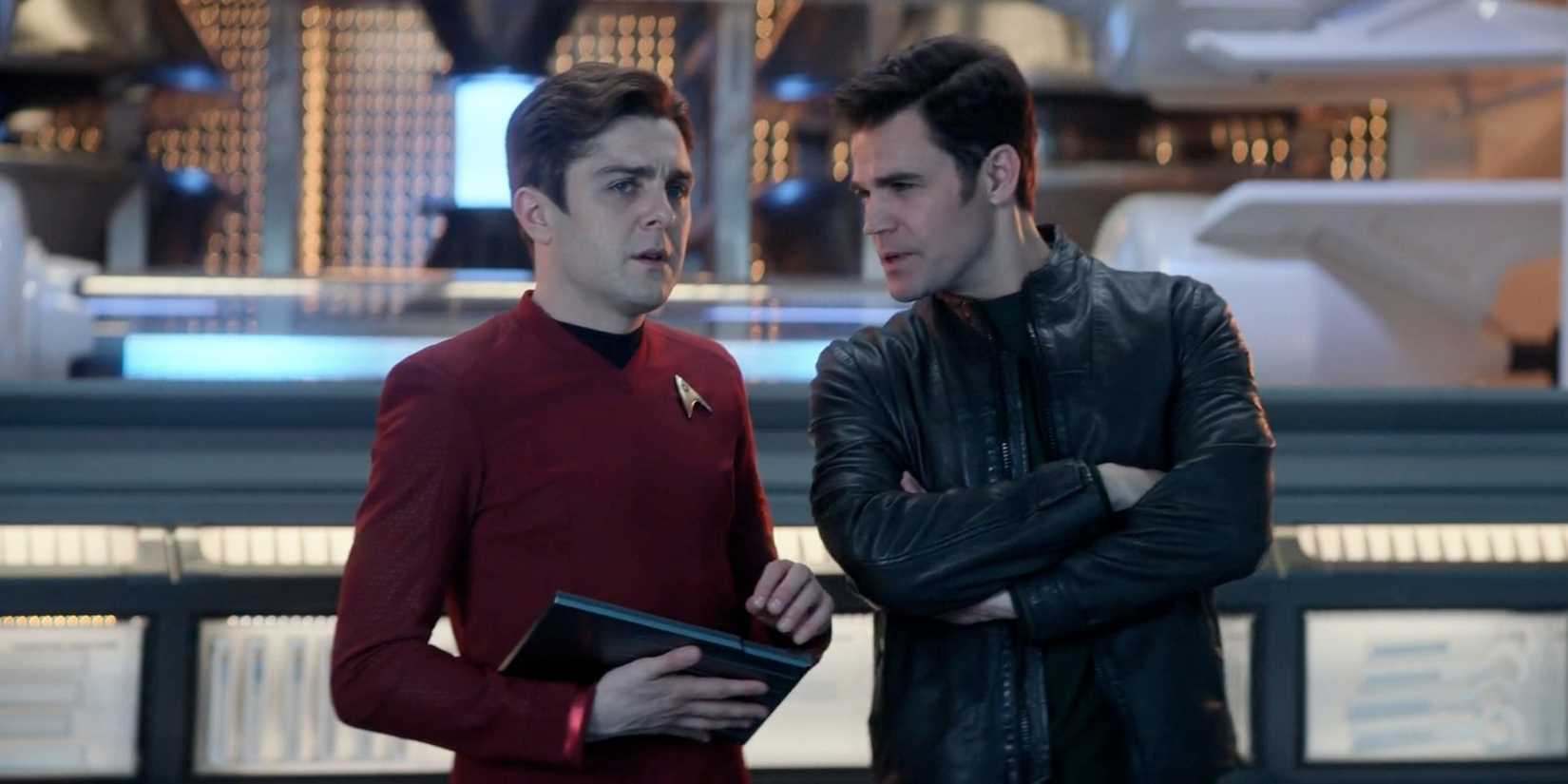 Kirk and Scotty in Star Trek Strange New Worlds Four and a half Vulcans
