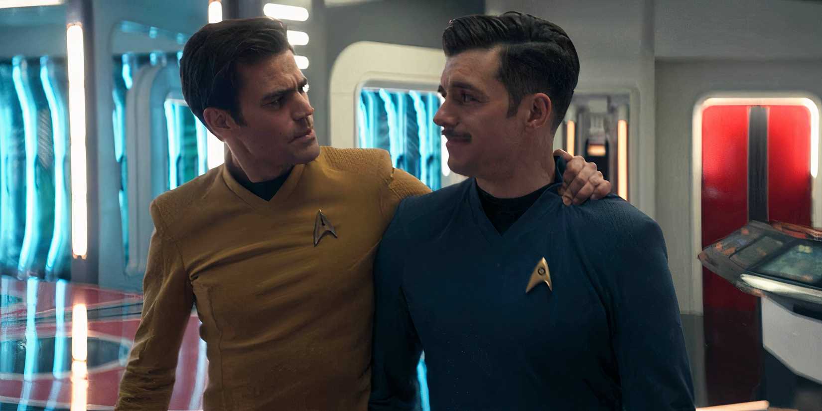 Kirk brothers hug in Star Trek Strange New Worlds