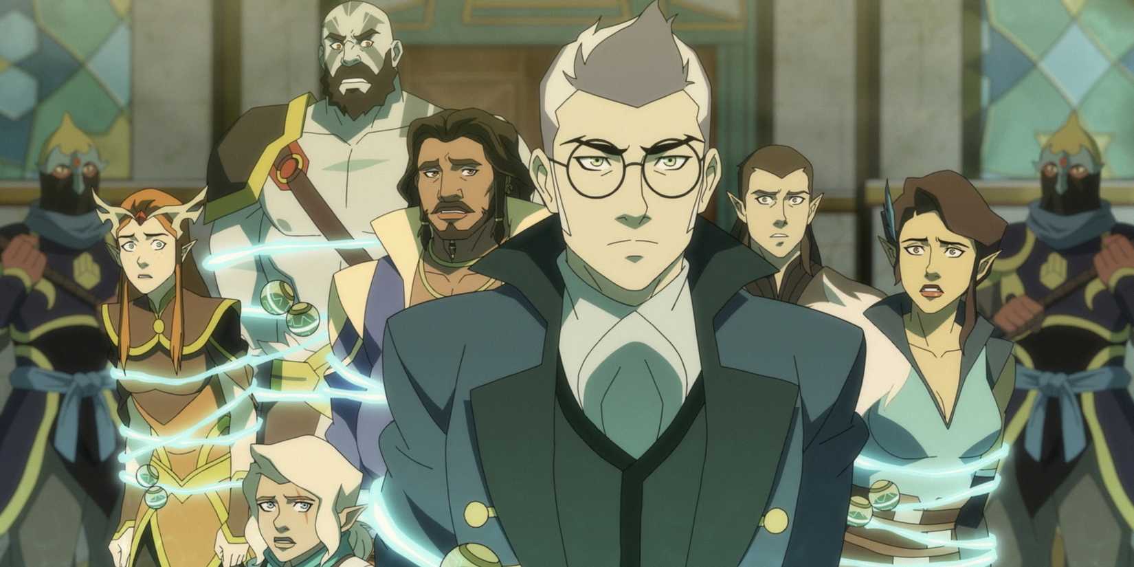 Keyleth, Pike, Grog, Sylas, Percy, Vax e Vex juntos em The Legend of Vox Machina