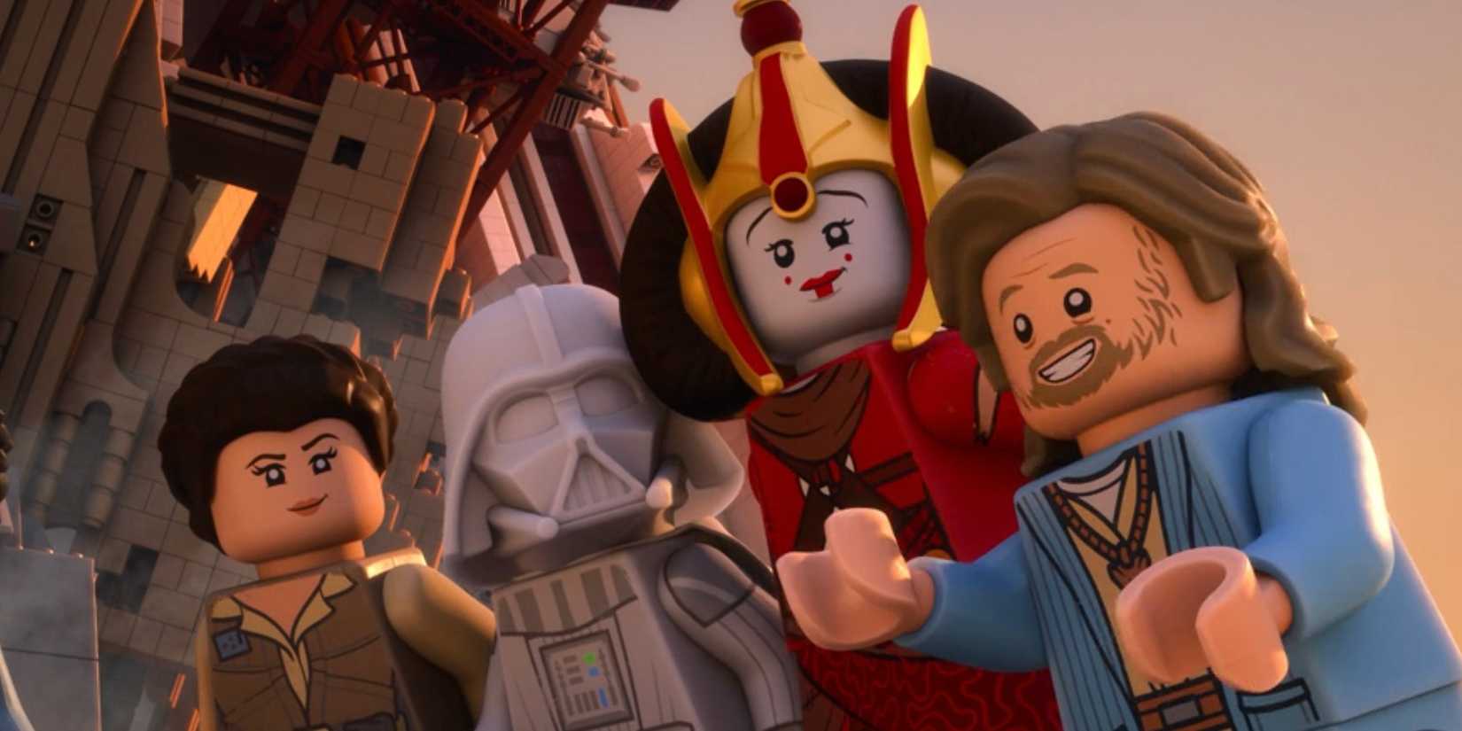 Leia, Darth Vader, Queen Amidala, and Luke Skywalker together in Rebuild the Galaxy Pieces of the Past