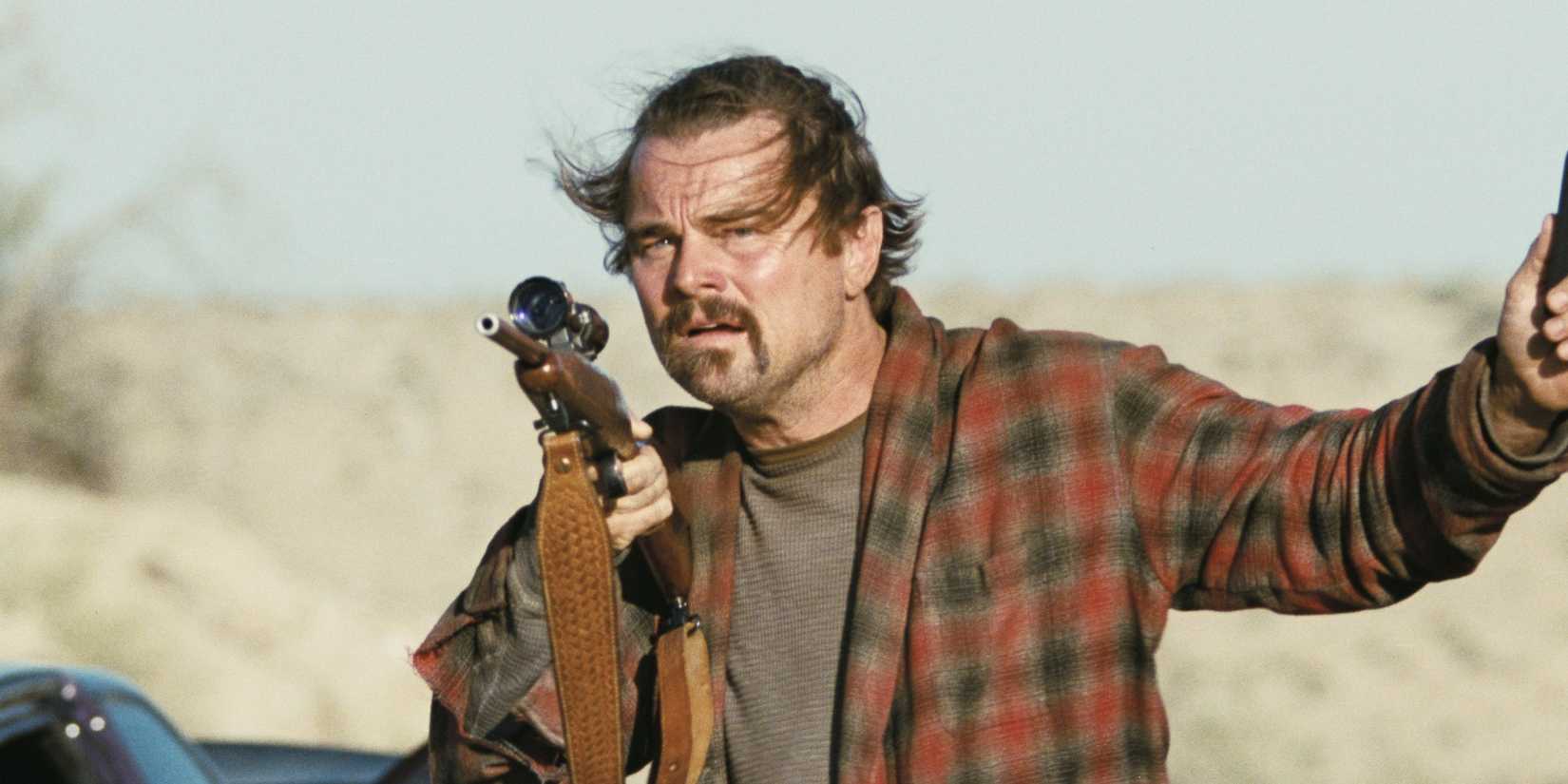 Leonardo DiCaprio with a gun in One Battle After Another