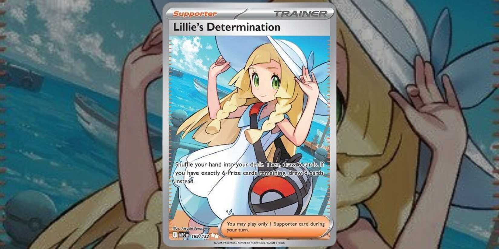 Lillie's Determination card 169 of Pokemon TCG Mega Evolution