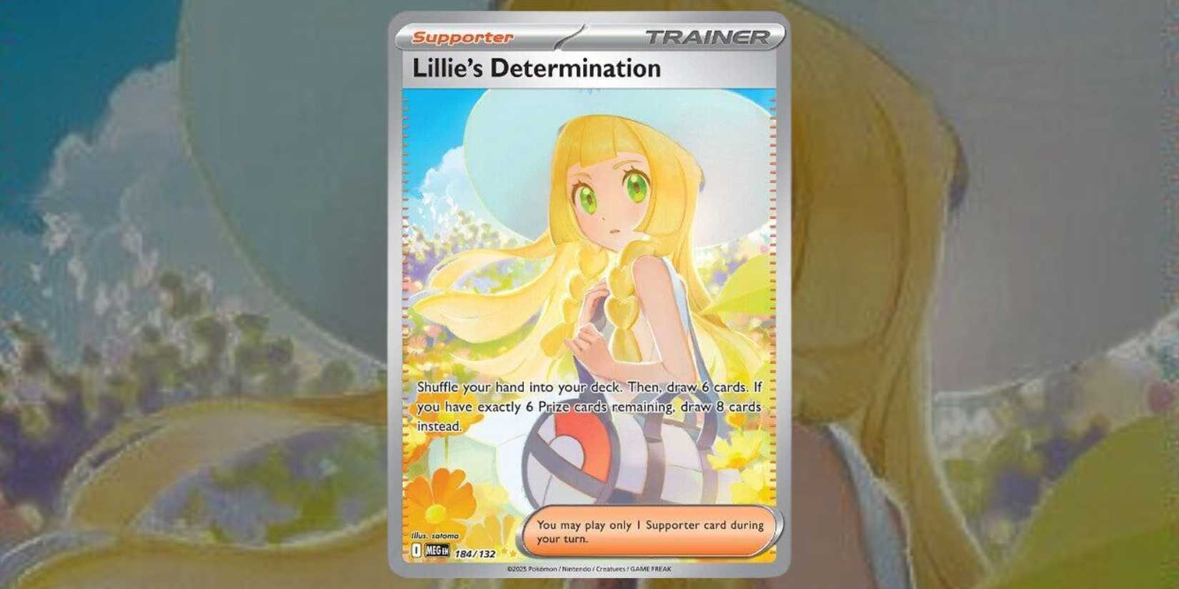 Lillie's Determination Trainer card 184 of Pokemon TCG Mega Evolution