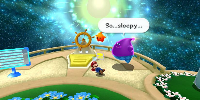 Lubba saying "so... sleepy..." to a drowsing Mario in Super Mario Galaxy 2