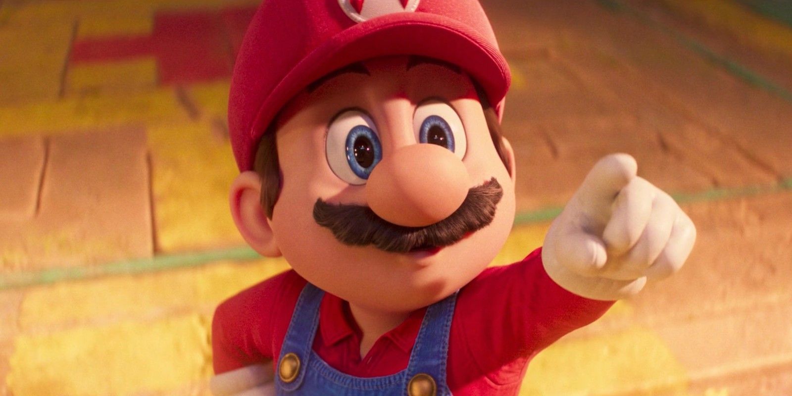 Mario is pointing at something in Super Mario Bros. Movie