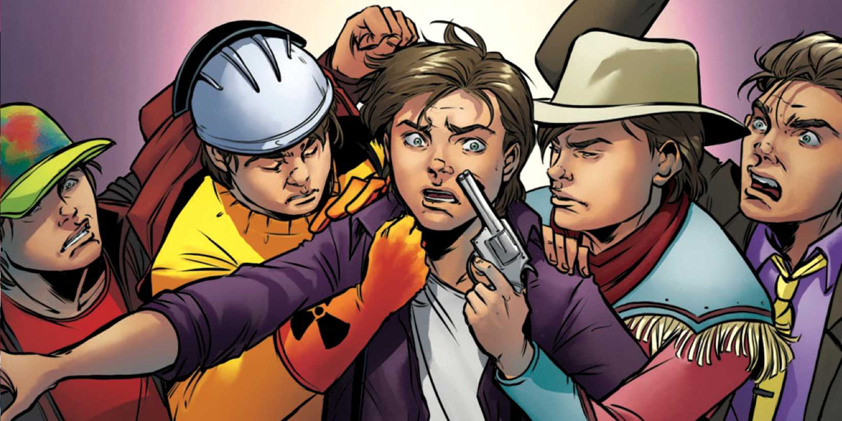 Marty McFly is attacked by his alternate-universe counterparts in IDW's Back to the Future comics