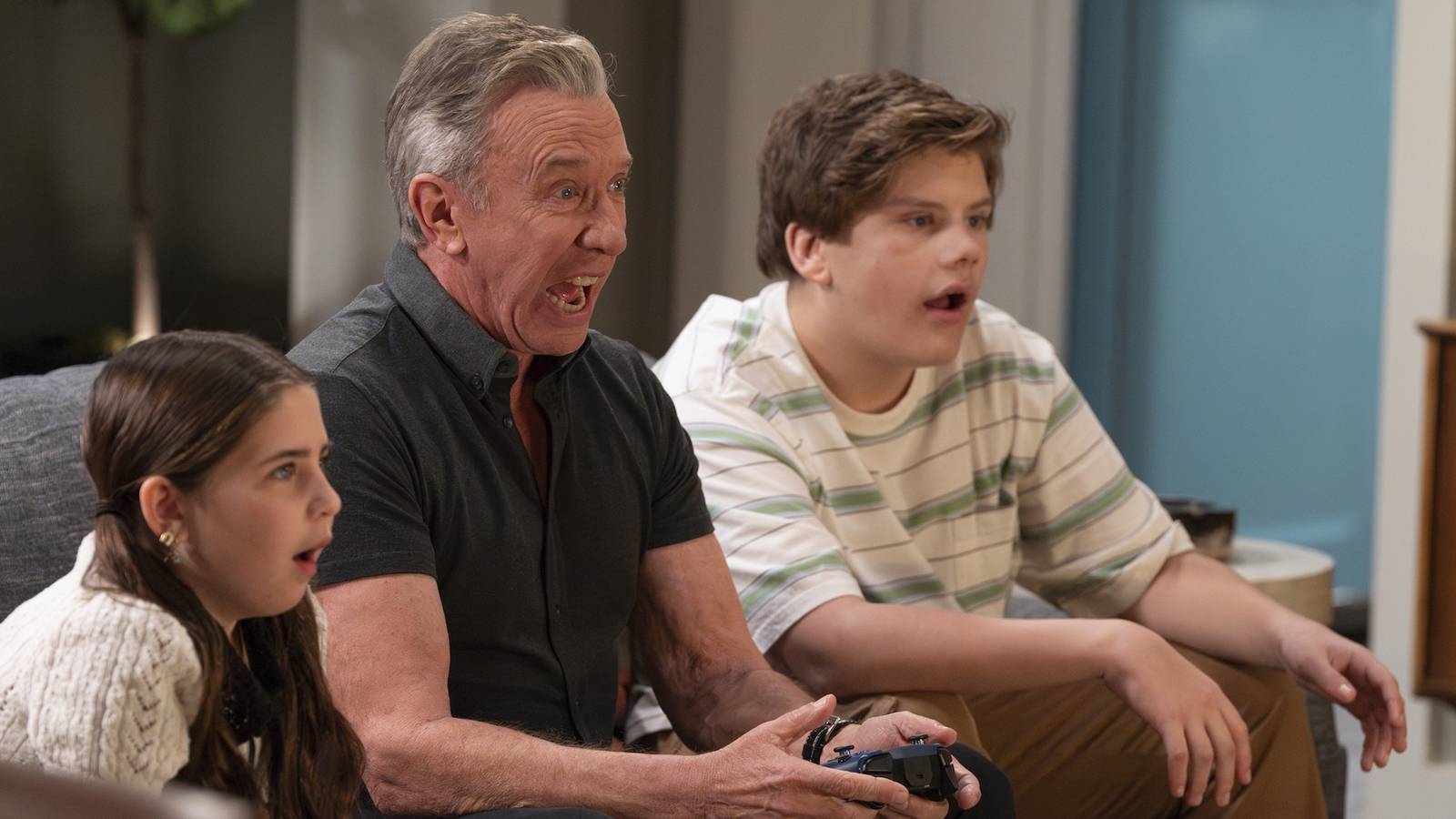 Matt, Carter, and Georgia get excited while playing video games on Shifting Gears