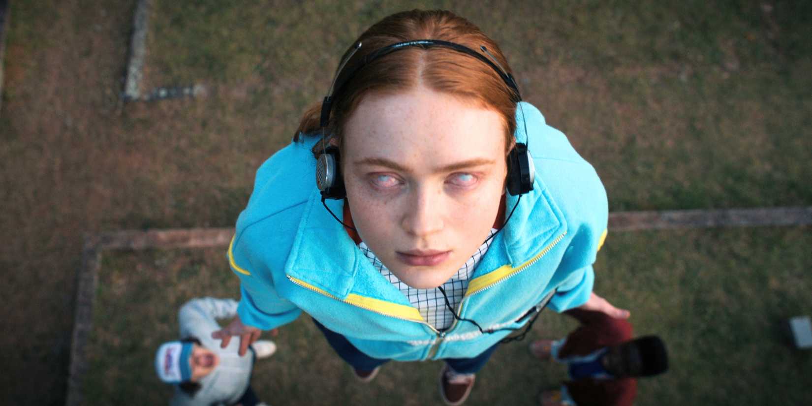 Max (Sadie Sink) levitating toward the camera in Stranger Things