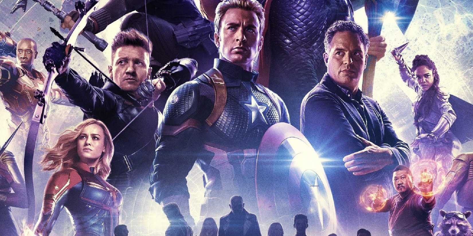 mcu movies poster showing the avengers, led by captain america and hawkeye