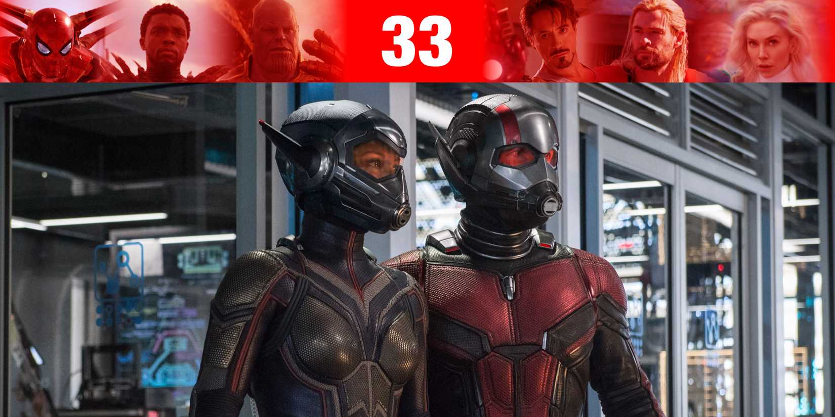 Evangeline Lilly As Wasp And Paul Rudd As Ant-Man Suited Up In Ant-Man and the Wasp With MCU Overlay