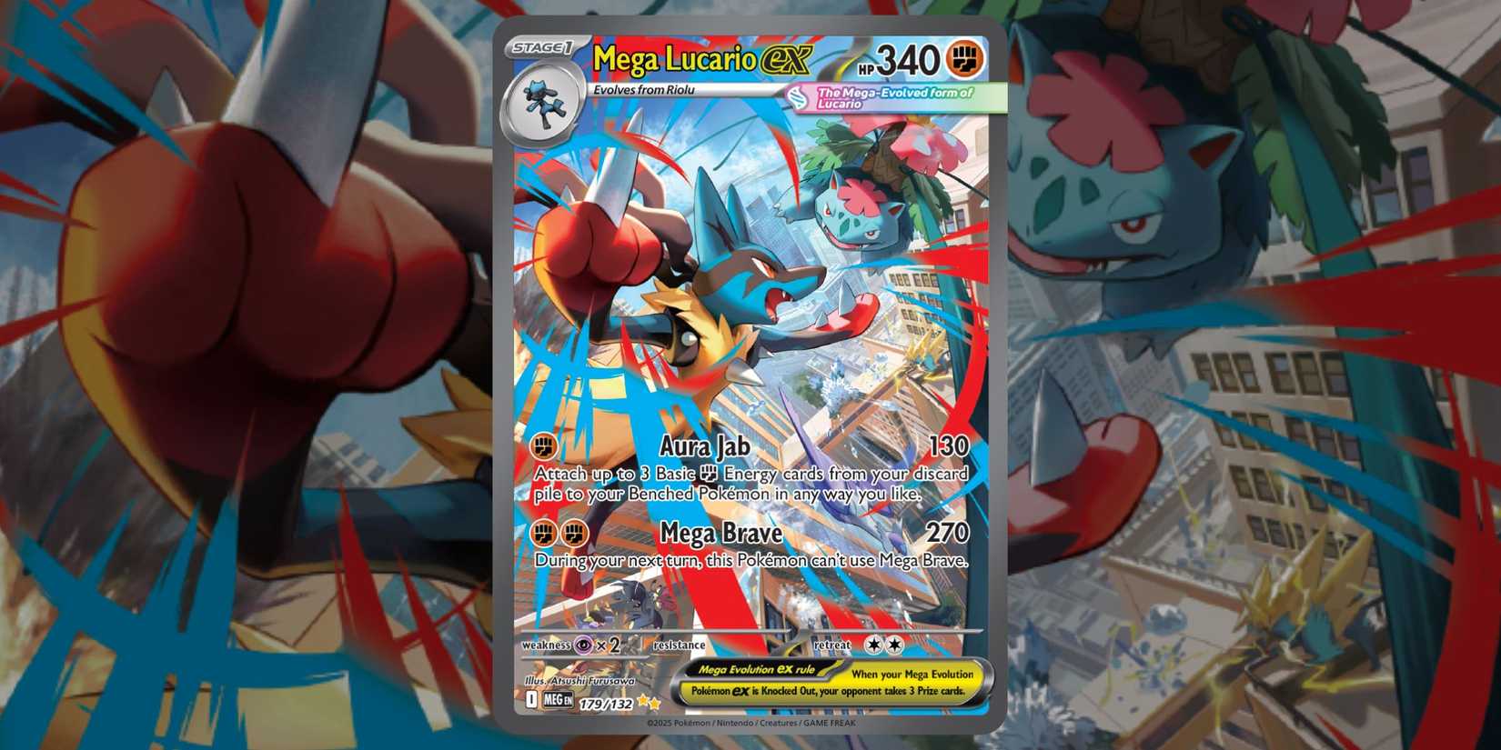 Mega Lucario ex card 179 of Pokemon TCG Mega Evolution