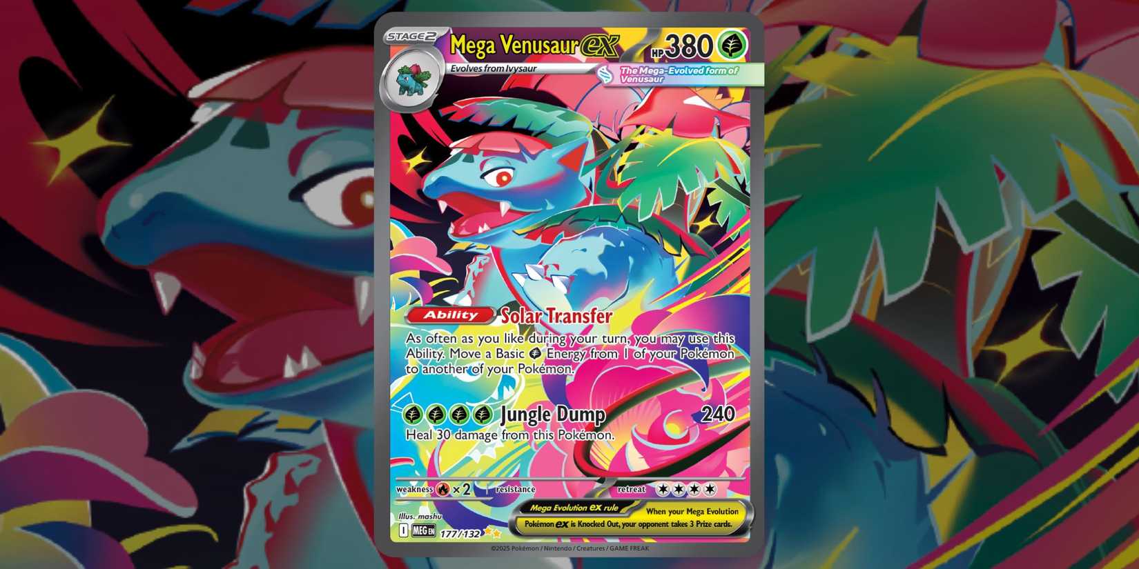 Mega Venusaur ex card 177 of Pokemon TCG Mega Evolution