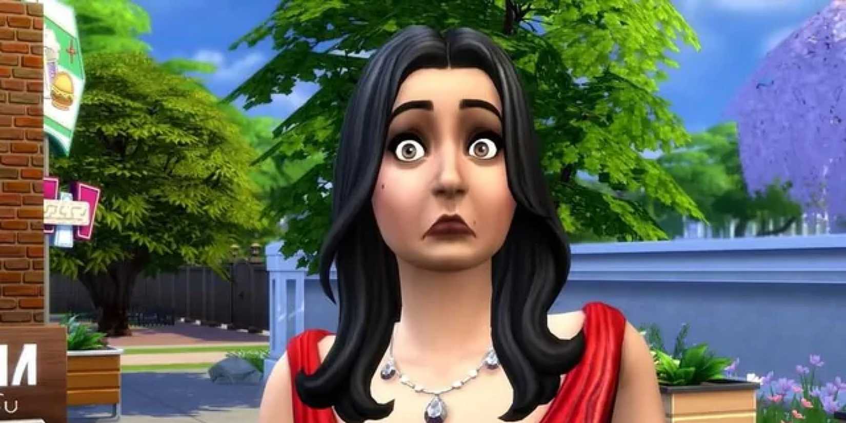 Bella Goth from the Sims looking shocked.