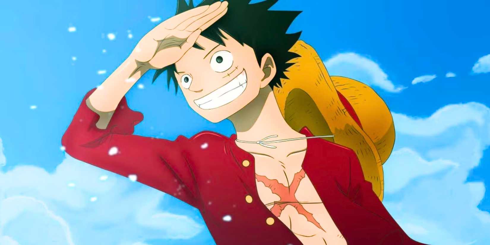 Monkey D. Luffy looking at the sea in the One Piece Anime
