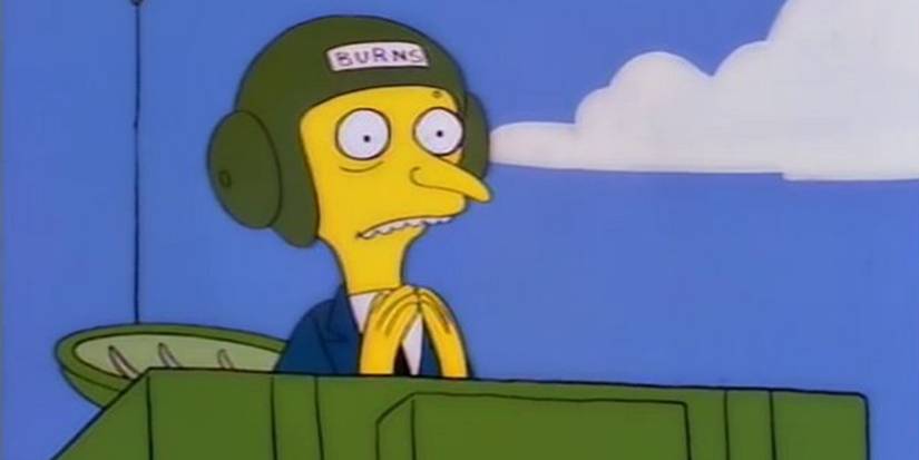 Mr Burns in a tank looking surprised in The Simpsons