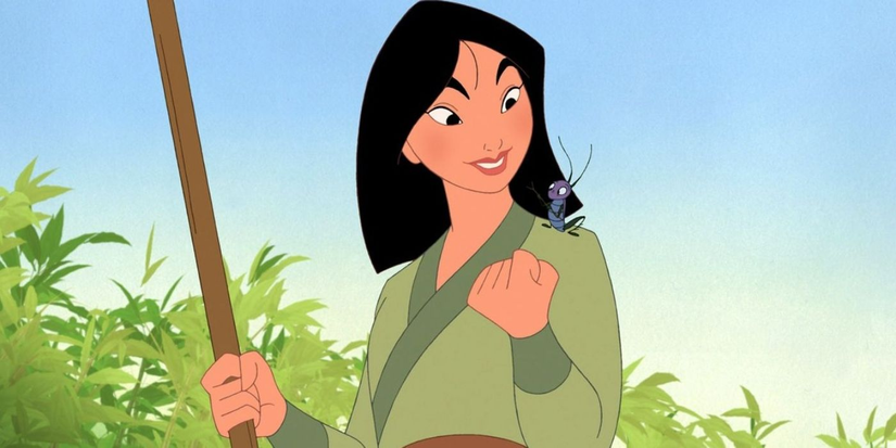Mulan with the lucky cricket in Mulan 2