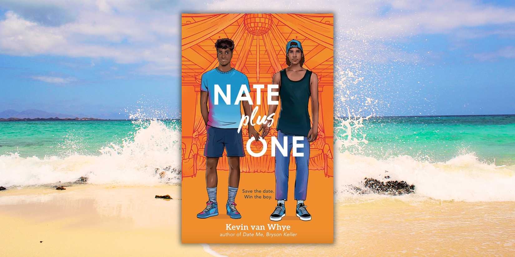 The Nate Plus One book cover over waves on the beach
