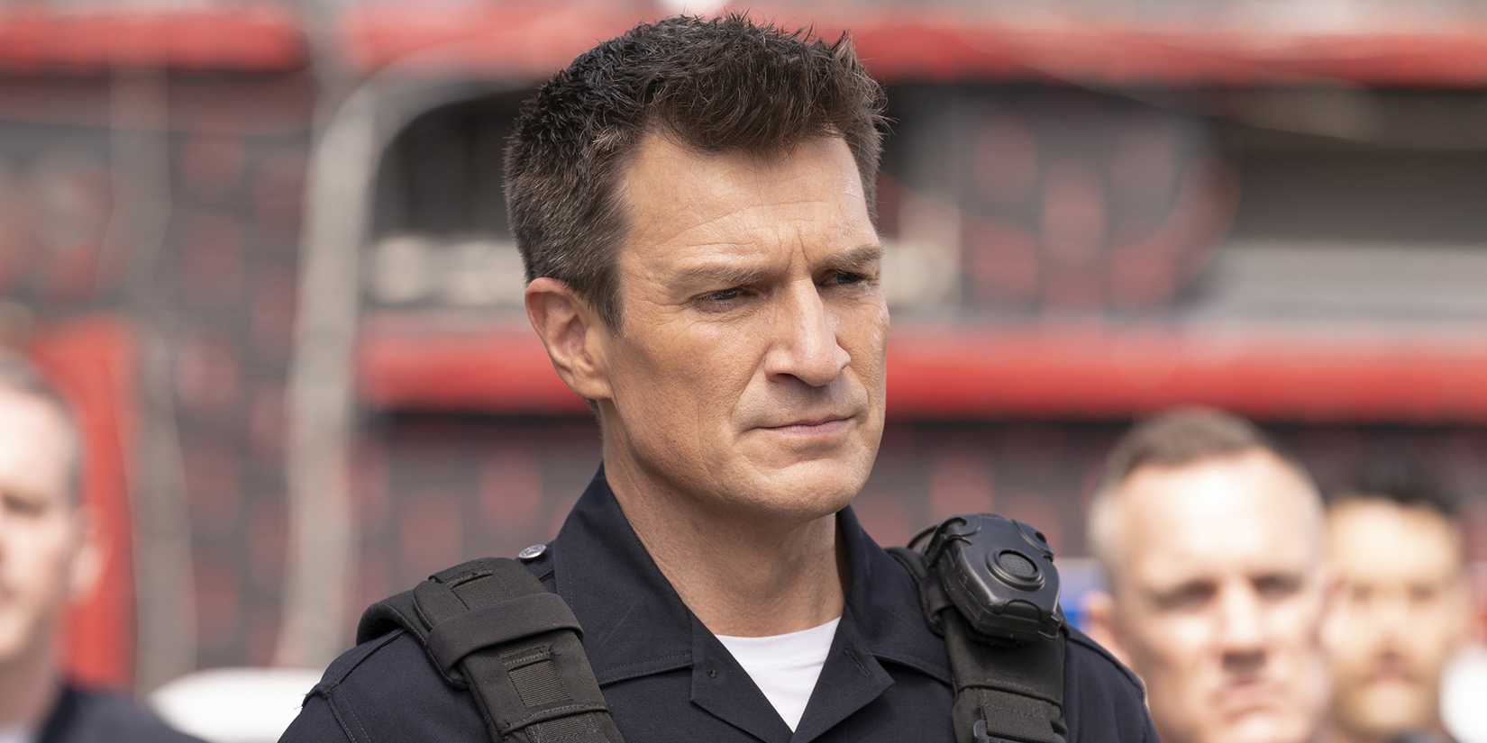 Nathan Fillion as John Nolan in an episode of The Rookie