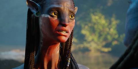 Neytiri with black and red paint in Avatar: Fire and Ash