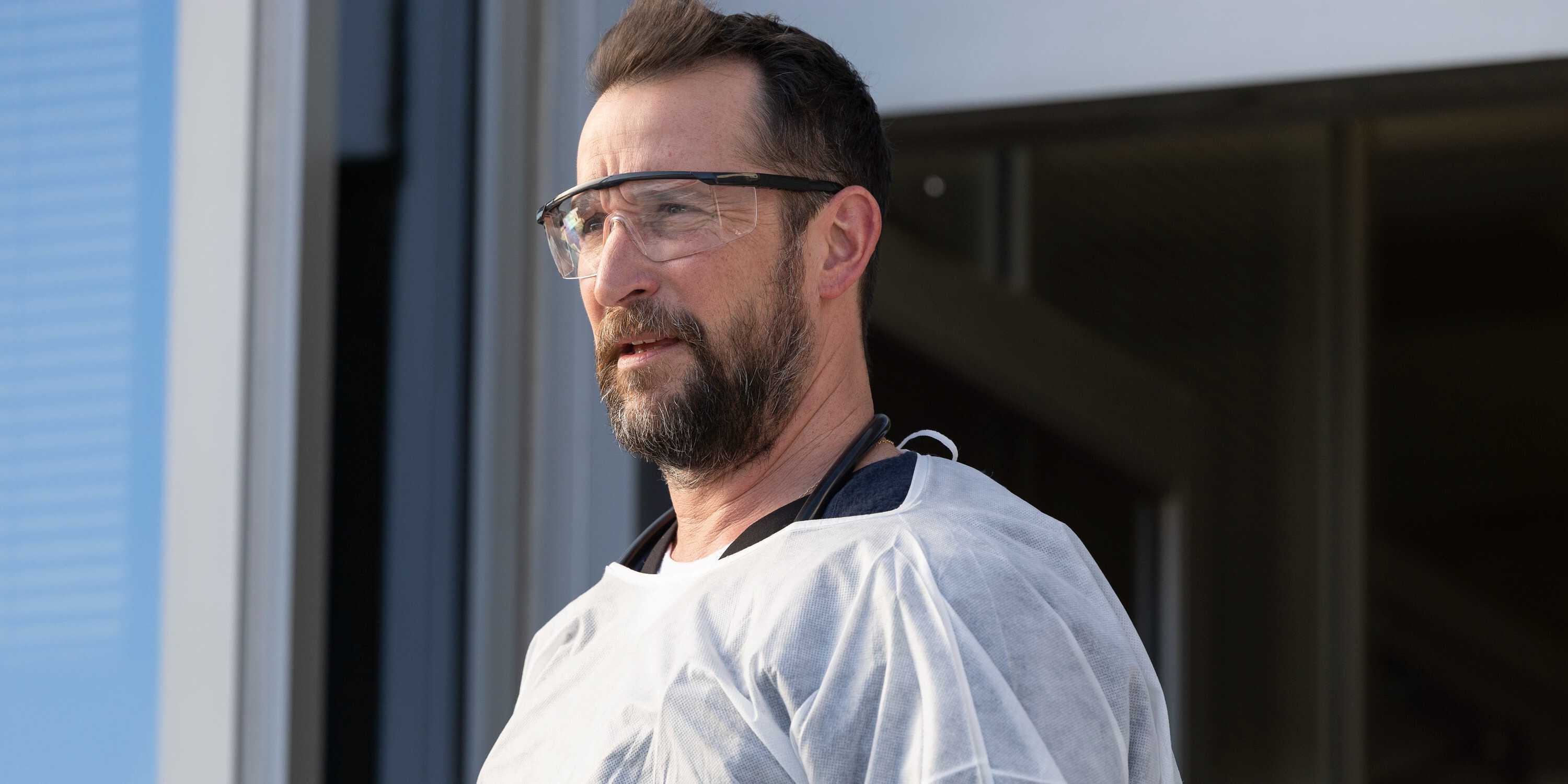 Noah Wyle as Dr. Michael 'Robby' Robinavitch in The Pitt