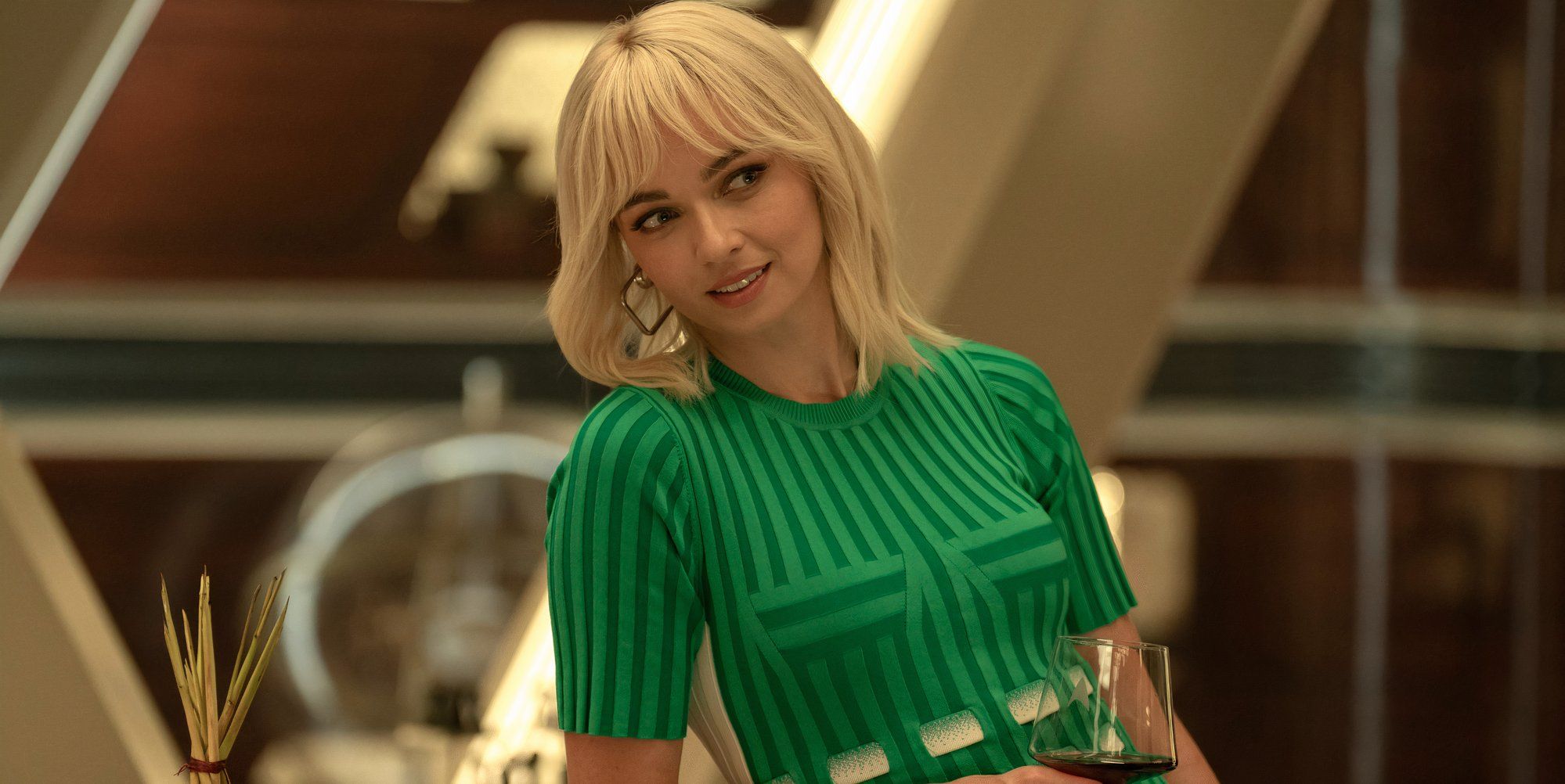 Nurse Chapel in green dress