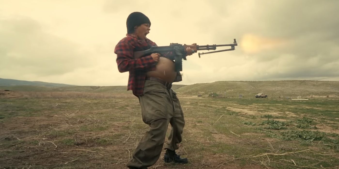 Uma cena de suspense do filme One Battle After Another.