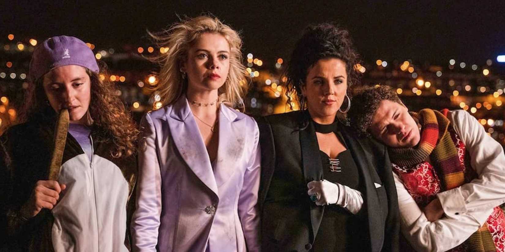 Orla, Erin, Michelle, and James in the Derry Girls finale