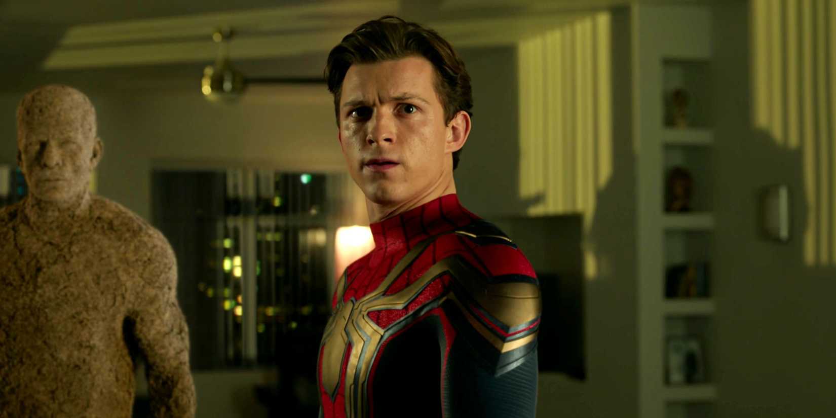 Peter Parker looking concerned in Spider-Man No Way Home