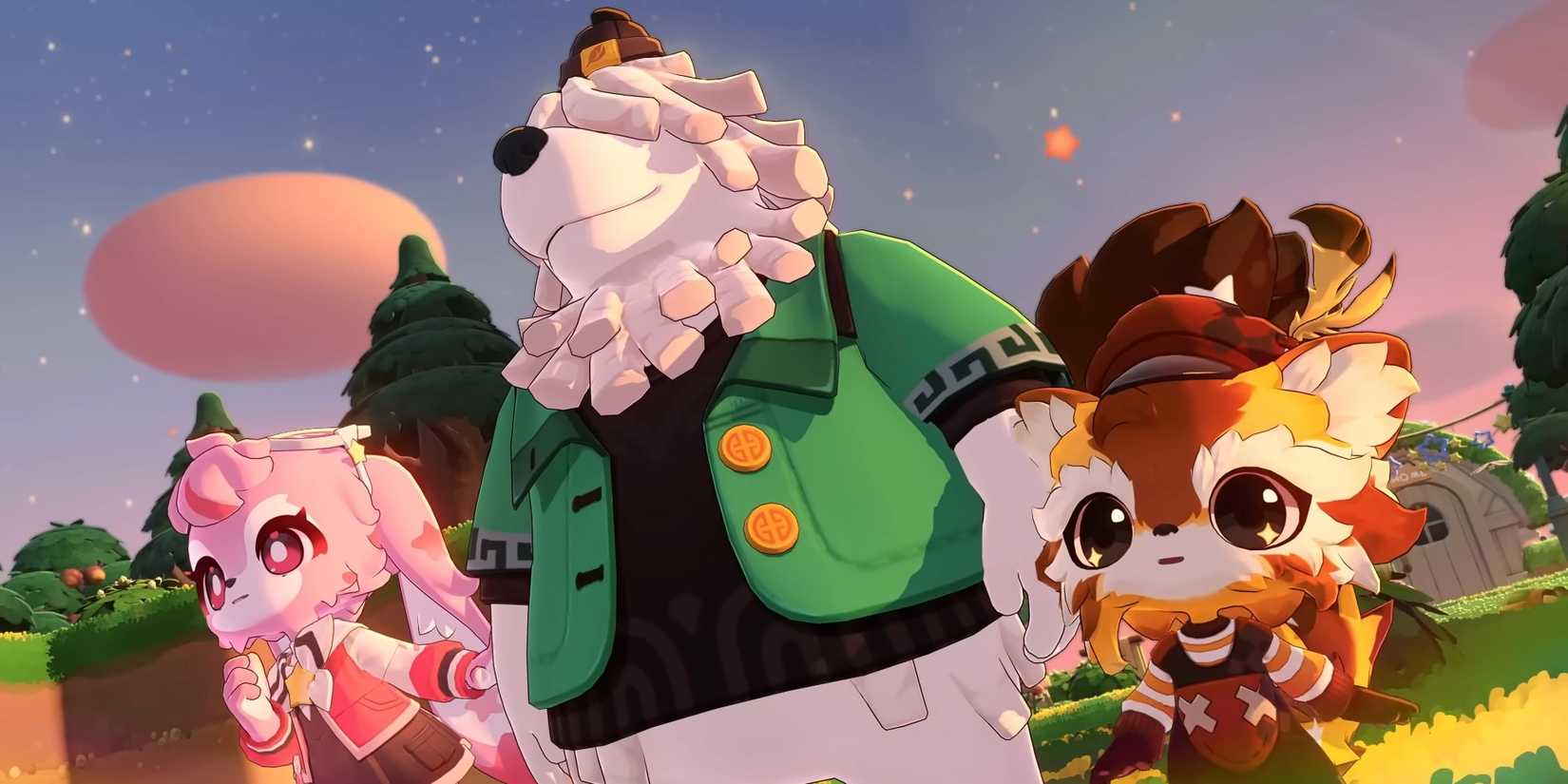 Three different fluffy Neighbors look at the sky in Petit Planet.