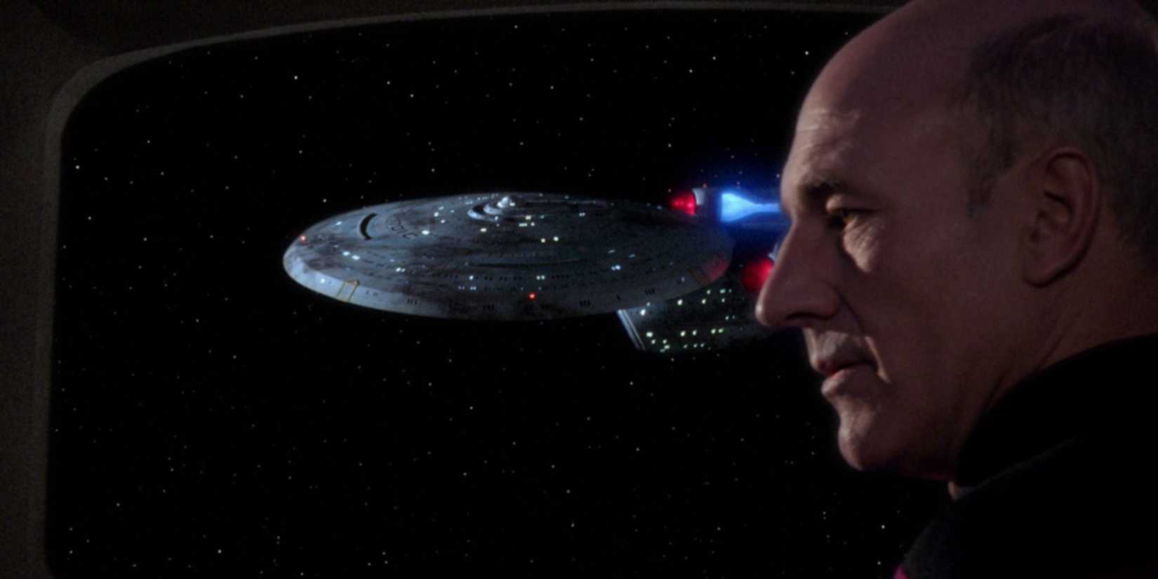 Picard in the Star Trek episode Yesterday's Enterprise-1