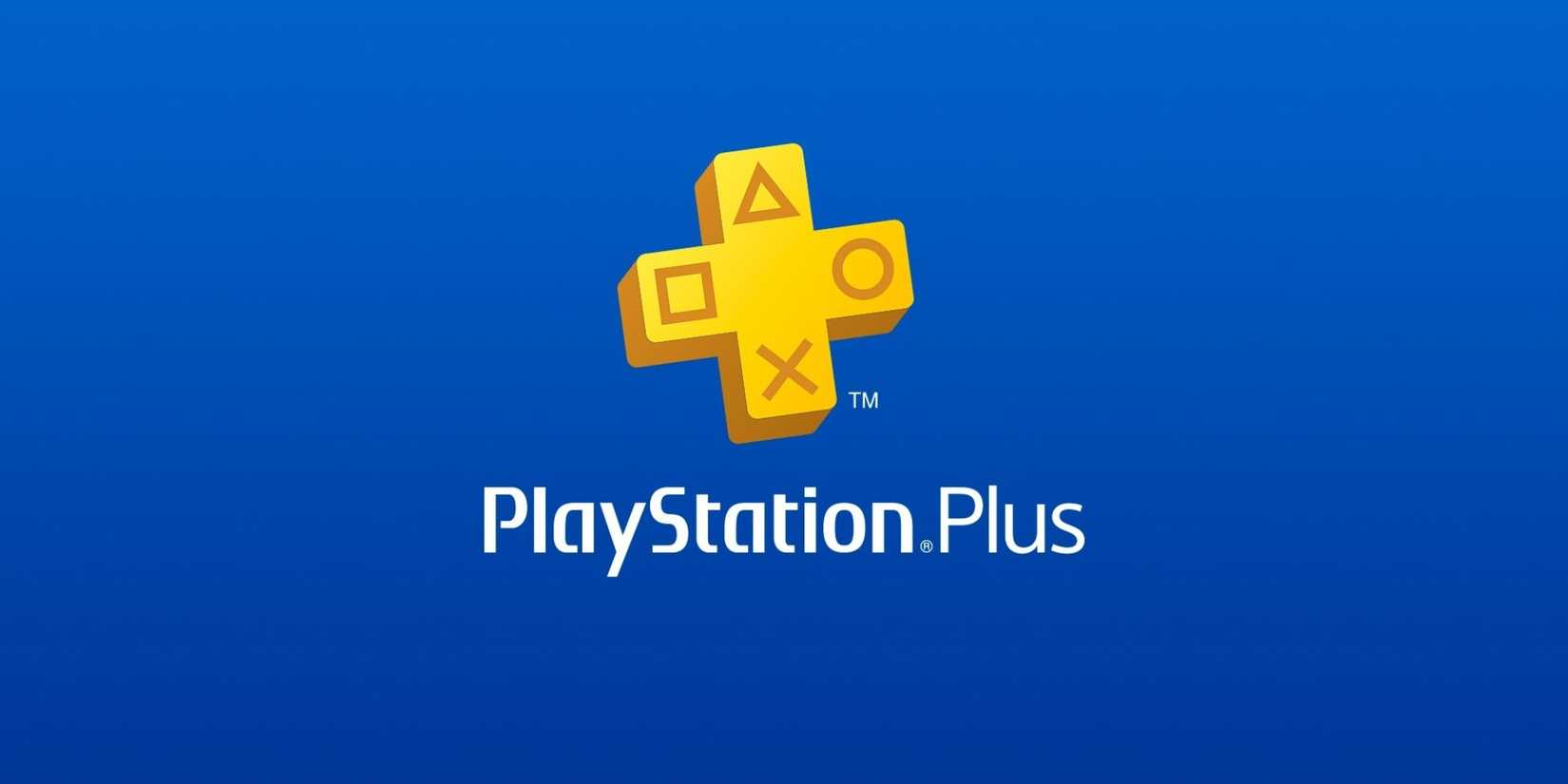 The yellow PlayStation Plus logo against a blue background.