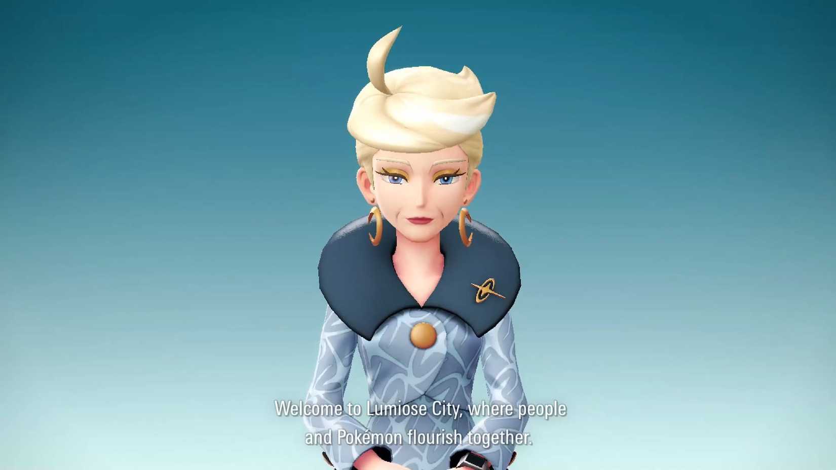 Pokemon Legends Z-A company executive in a Welcome To Lumiose promotional video.